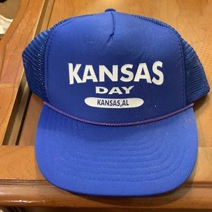 Trucker blue cap with Kansas Day Kansas Alabama